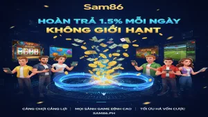 Hoàn trả 1.5% mỗi ngày không giới hạn Sam86