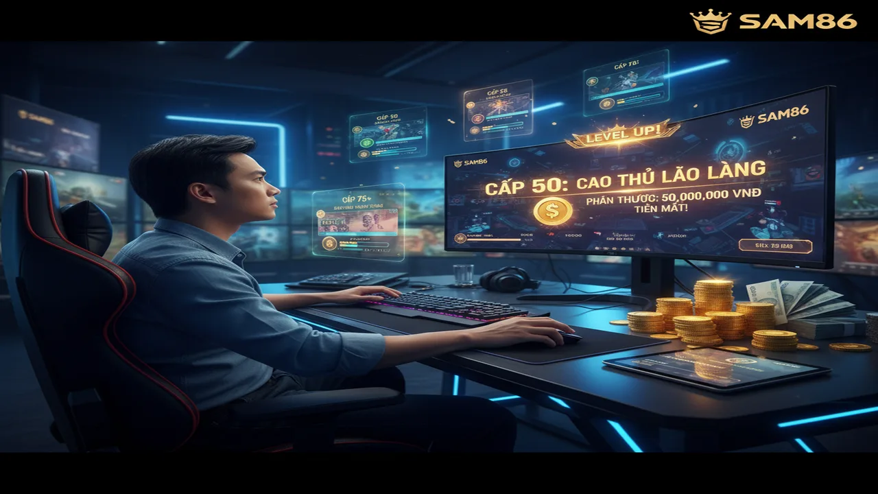 Thưởng tiền mặt khi đạt cấp độ cao trong game Sam86