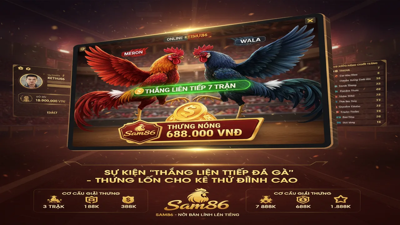Thưởng nóng khi thắng liên tiếp Đá Gà Sam86
